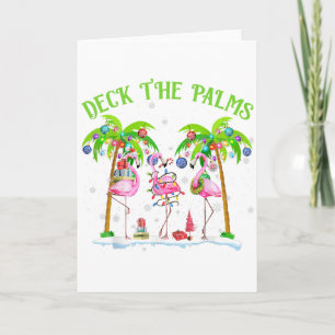 Deck The Palms Flamingo Tropical Christmas Lights  Card