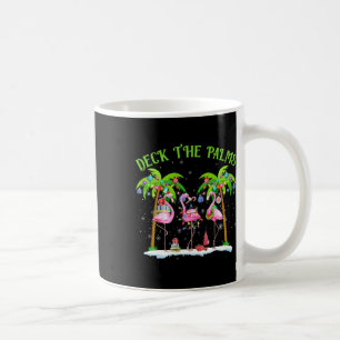 Deck The Palms Flamingo Tropical Christmas Lights Coffee Mug