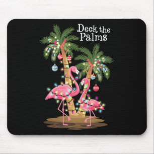 Deck The Palms Flamingo Tropical Christmas Lights  Mouse Pad