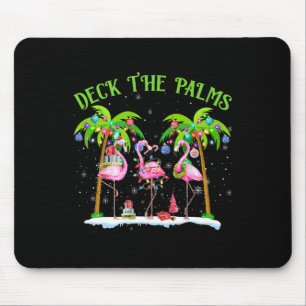 Deck The Palms Flamingo Tropical Christmas Lights Mouse Pad