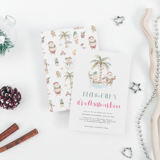 Deck the Palms | Fun Tropical Christmas Luau Invitation (Creator Uploaded)