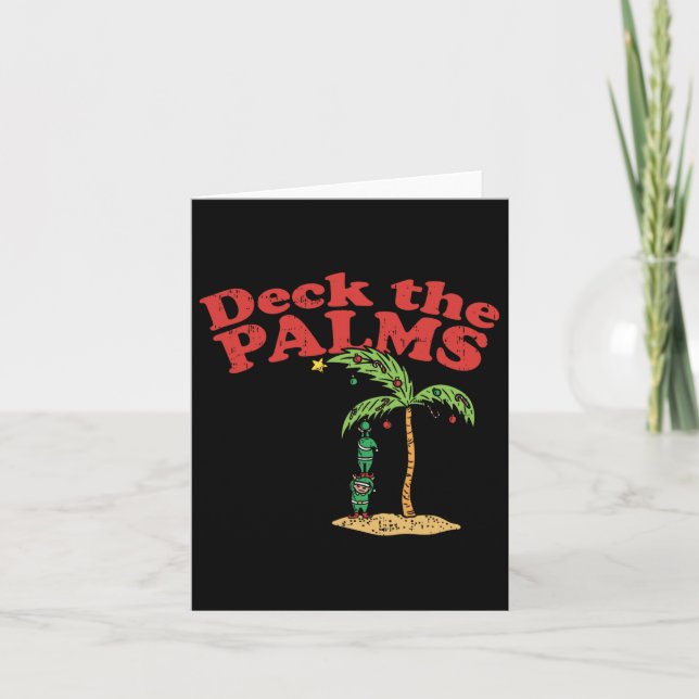 Deck The Palms Funny Christmas In July Summer Elf  Card (Front)