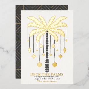 Deck the Palms Golden Palm Tree Christmas Foil Holiday Card