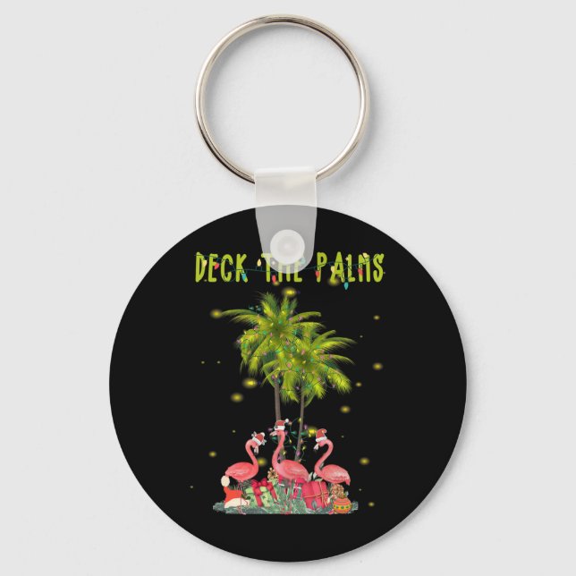 Deck The Palms Hawaiian Christmas Lights Palm Flam Keychain (Front)