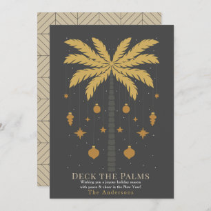 Deck the Palms Palm Tree Ornament Grey Christmas Holiday Card
