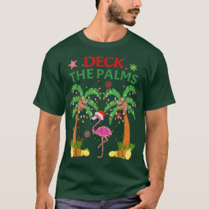 Deck The Palms Pyjamas Christmas Florida Flamingo T-Shirt
