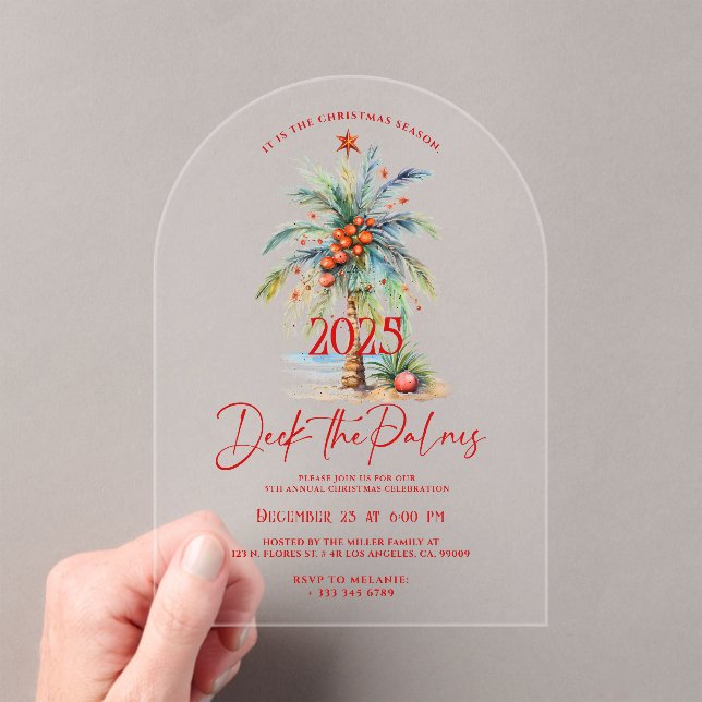 Deck The Palms Tropical Christmas Party Invitation (Insitu (Handheld))