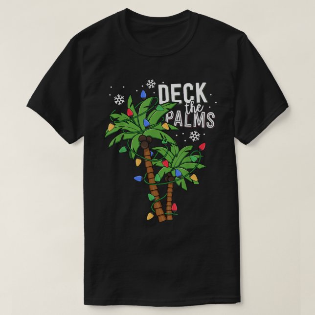 Deck the Palms Tropical Christmas T-Shirt (Design Front)