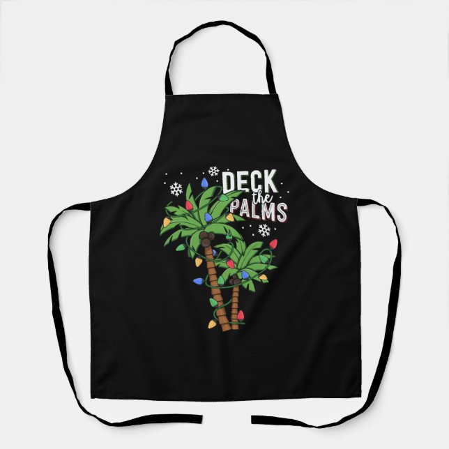 Deck The Palms Tropical Hawaii Christmas Palm Apron (Front)
