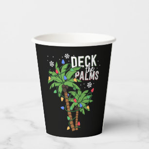 Deck The Palms Tropical Hawaii Christmas Palm Paper Cups