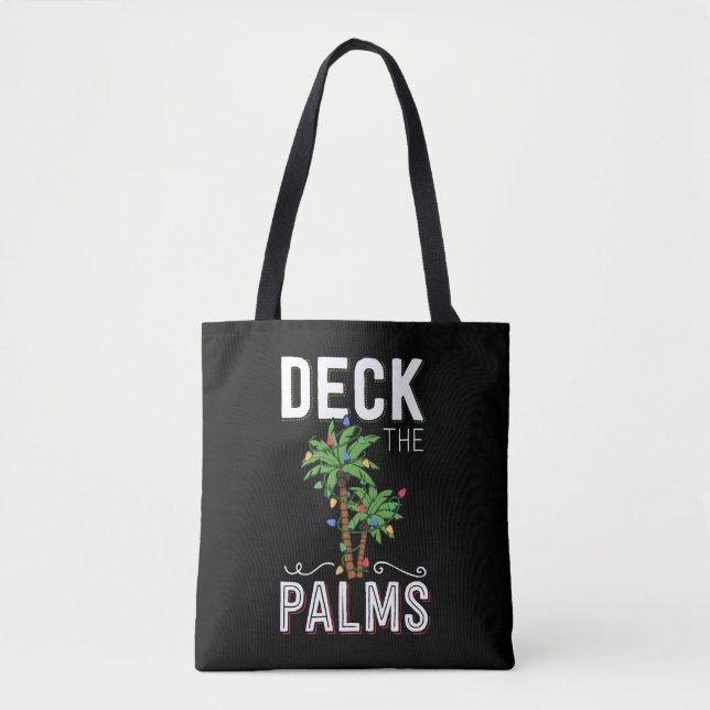 Deck The Palms Tropical Hawaii Christmas Palm  Tote Bag (Front)