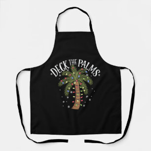 Deck The Palms Tropical Hawaii Christmas Palm Tree Apron