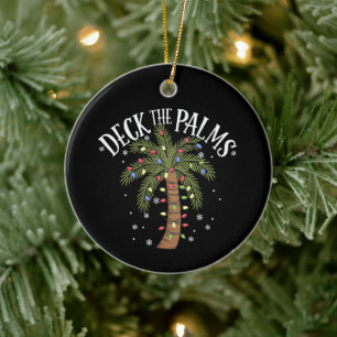 Deck The Palms Tropical Hawaii Christmas Palm Tree Ceramic Ornament