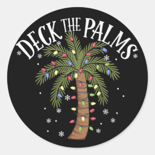 Deck The Palms Tropical Hawaii Christmas Palm Tree Classic Round Sticker