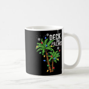 Deck The Palms Tropical Hawaii Christmas Palm Tree Coffee Mug