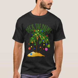 Deck The Palms Tropical Hawaii Christmas Palm Tree T-Shirt