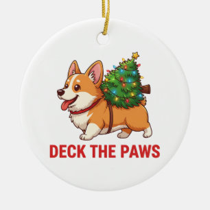 Deck the Paws Corgi Christmas   Cute Ceramic Ornament