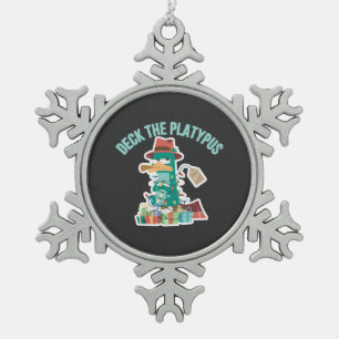 Deck The Platypus Funny Christmas Parody Holiday Snowflake Pewter Christmas Ornament