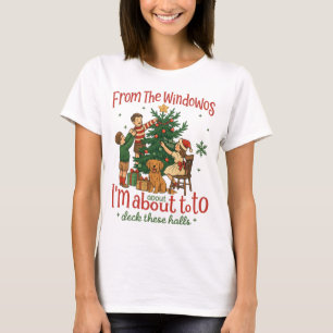 Deck These Halls Vintage Christmas Design   Golden T-Shirt