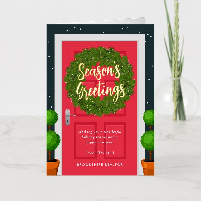 Decked Door REAL FOIL Business Holiday Card (Front)