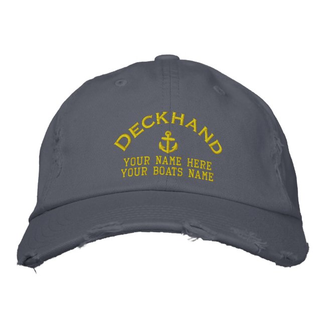 Deckhand  sailing boat crew embroidered hat (Front)