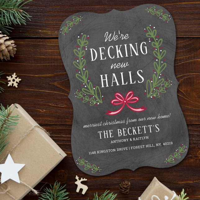 Decking New Halls | Chalkboard Holiday Moving Card (Creator Uploaded)