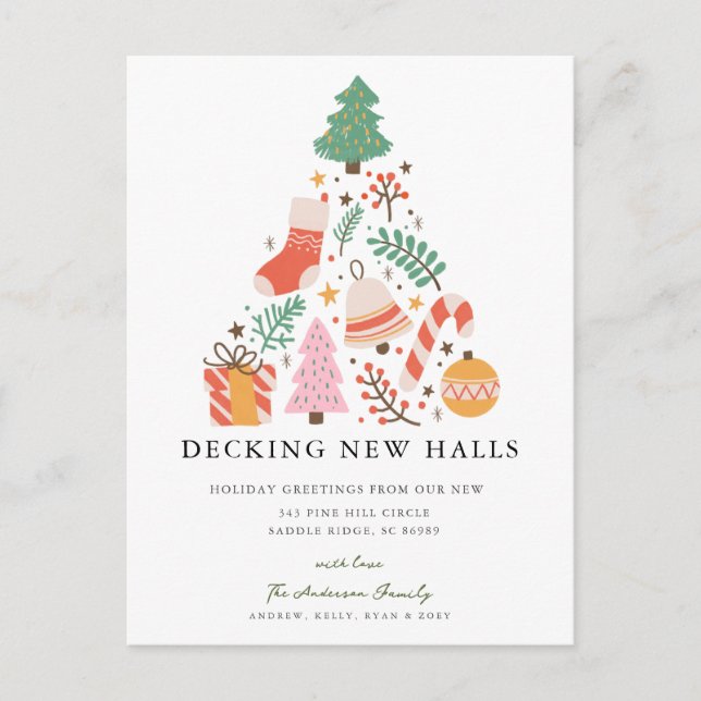 Decking New Halls Christmas Moving Announcement Postcard (Front)