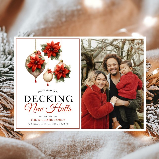 Decking New Halls Christmas Photo Holiday Moving Announcement (Creator Uploaded)