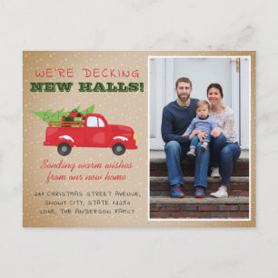 Decking New Halls Christmas Photo Holiday Moving Announcement Postcard