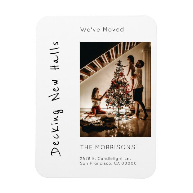 Decking New Halls Christmas Photo Moving  Magnet (Vertical)