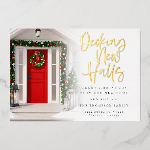 Decking New Halls Christmas Photo Overlay Luxury Foil Holiday Card