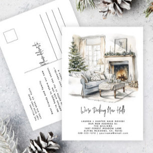 Decking New Halls Elegant Christmas Tree Holiday Announcement Postcard