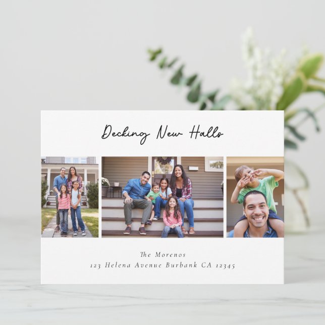 Decking New Halls Modern Photo Holiday Moving Anno Announcement (Standing Front)