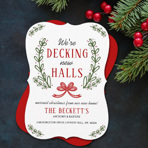 Decking New Halls   Modern Wreath Moving Holiday Card