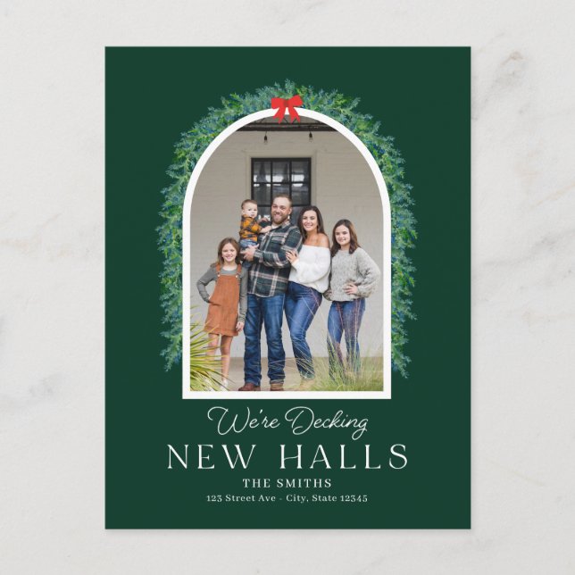 Decking New Halls Moving Announcement Postcard (Front)