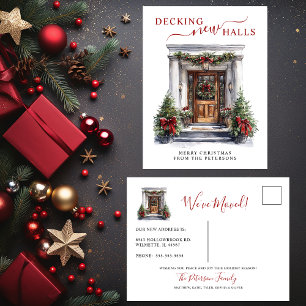 Decking New Halls New Home Christmas Moving Announcement Postcard