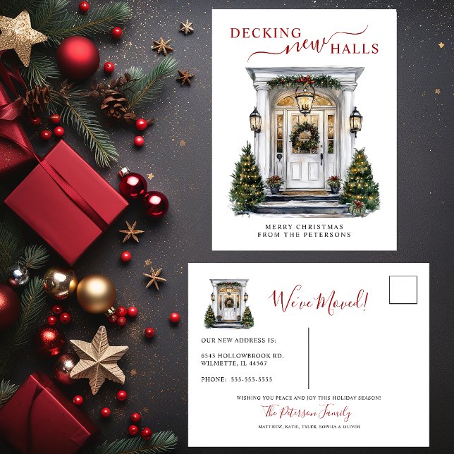 Decking New Halls New Home Christmas Moving Announcement Postcard (Creator Uploaded)