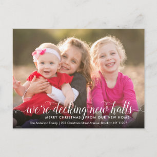 Decking New Halls Photo Christmas Holiday Moving Announcement Postcard