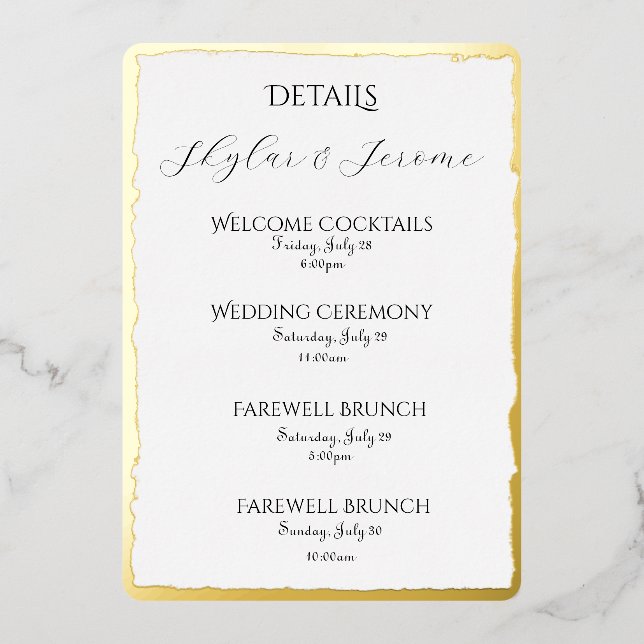 Deckle Edge Details Foil Enclosure Card (Front)