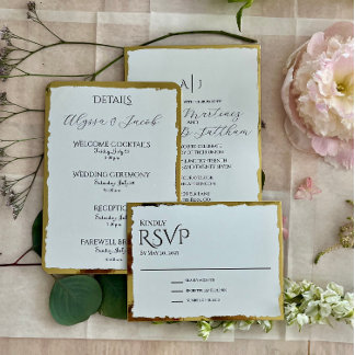 Deckle Edge Foil Wedding Invitation