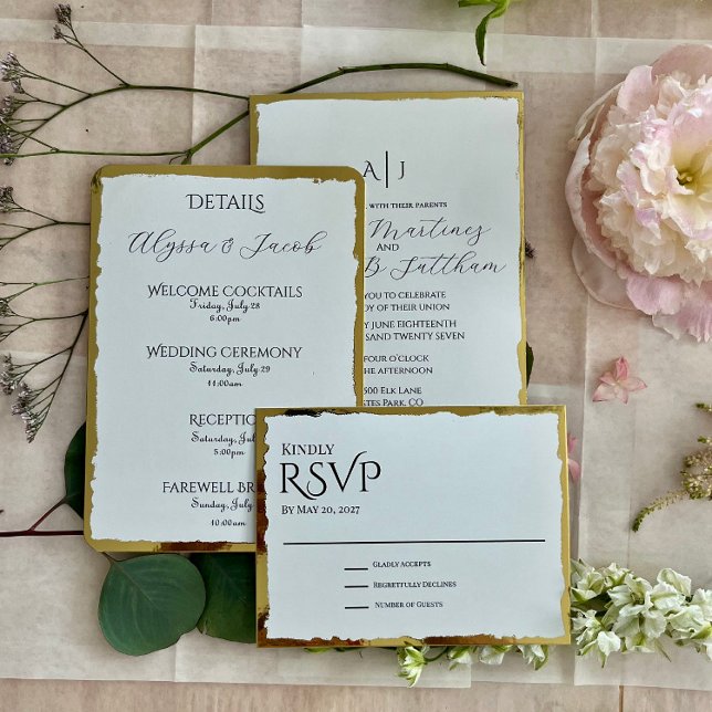 Deckle Edge Foil Wedding Invitation (Creator Uploaded)