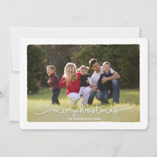 Deckle moderne Merry Chrismtas Carte photo