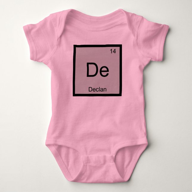 Declan Name Chemistry Element Periodic Table Baby Bodysuit (Front)