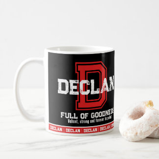Declan name meaning sports monogram red black coffee mug