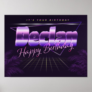Declan Name Vorname lila retro Poster Geburtstag