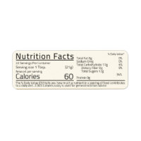 Déclaration de nutrition du miel Étiquettes d'adre