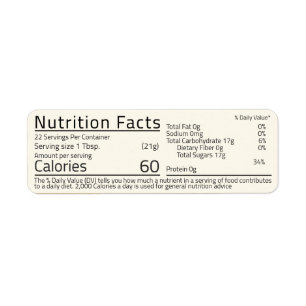 Déclaration de nutrition du miel Étiquettes d'adre