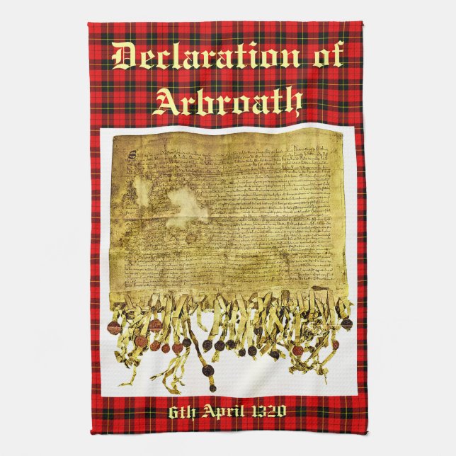 Declaration of Arbroath Wallace Tartan Tea Towel (Vertical)
