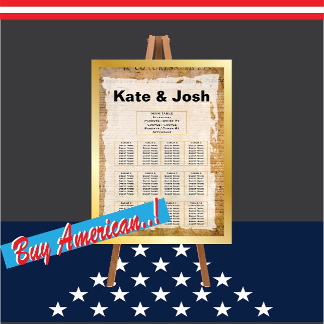 Declaration of Independence 📜 1776 Seating Chart (Celebrate America's legacy with this iconic historical Wedding seating chart .)
