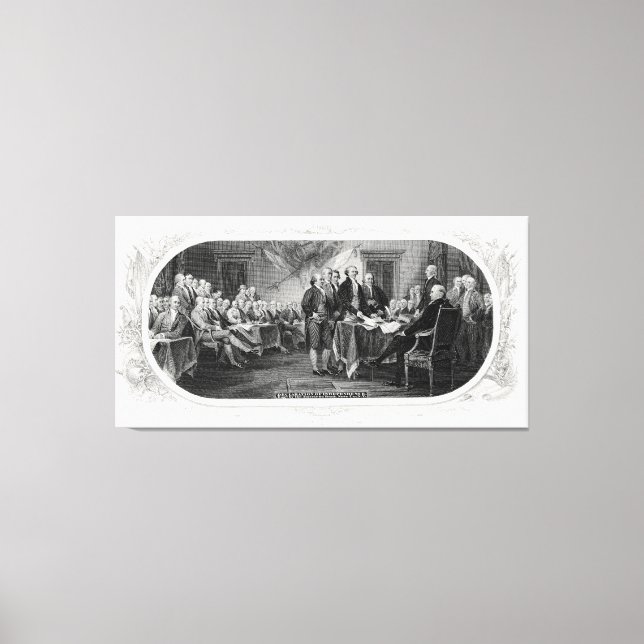 Declaration of Independence: $2 Bill, Etching Canvas Print (Front)
